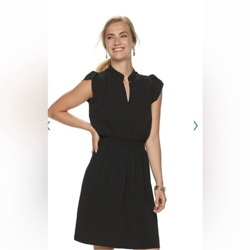 Juicy Couture Flutter-Flounce Sleeve Mini Elastic Waist Keyholee Shirtdress Sz L